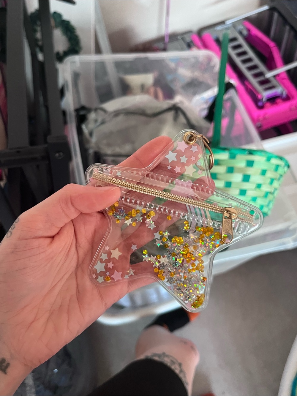 Clear Star Glitter Keychain Coin Purse